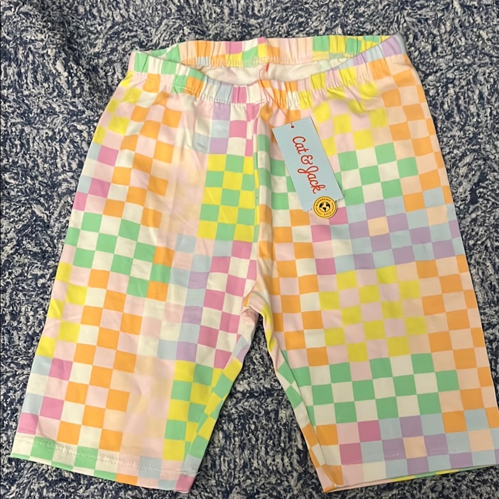 Cat & Jack Girls Colorful Checkered Bike Shorts